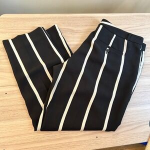 Banana Republic Avery Striped Trousers Black White Size 12